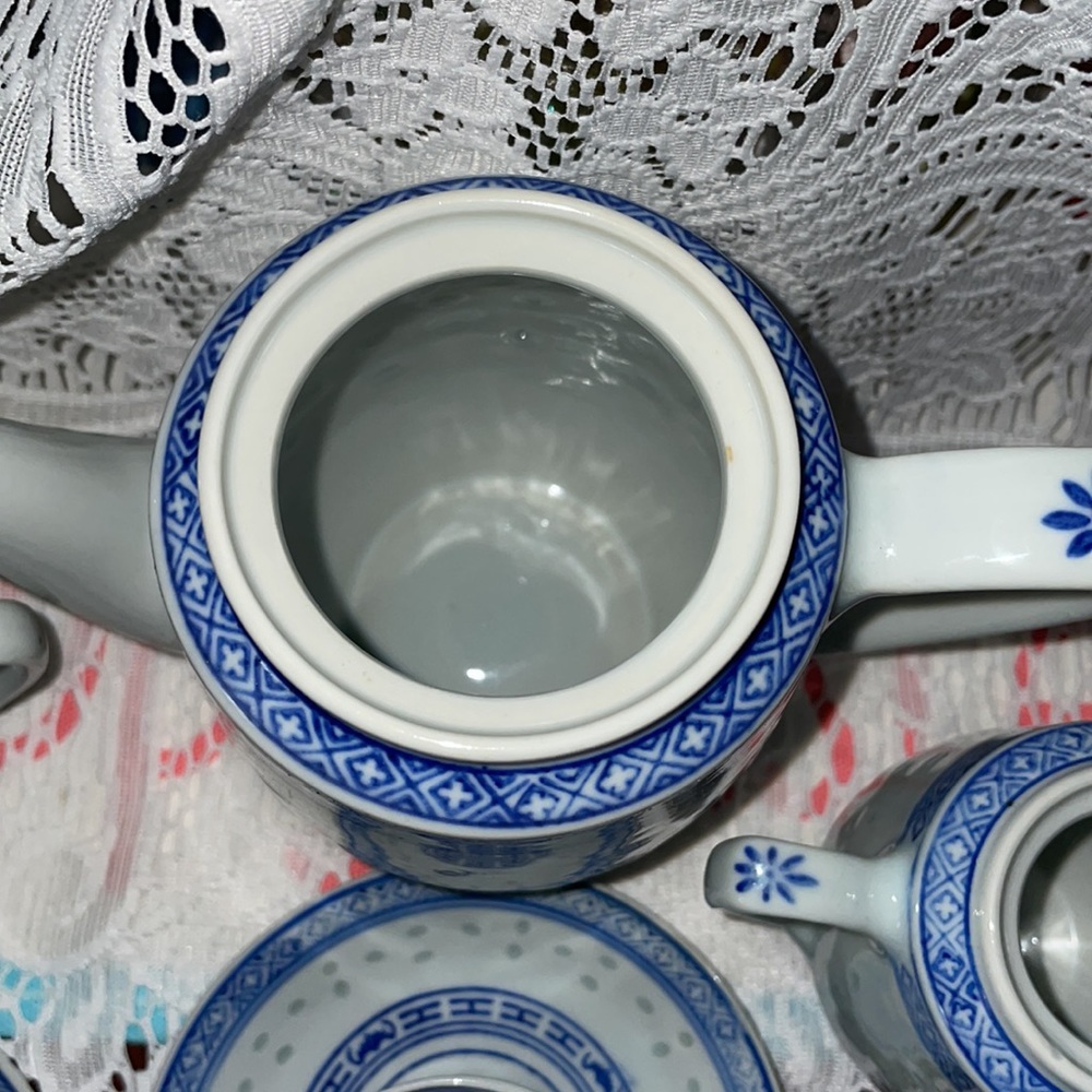 Vintage 17 Pc Chinese Rice Grain Tea Set! - Picture 9 of 11